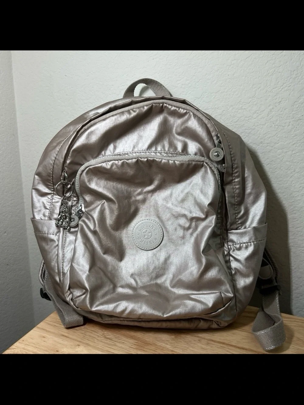 KIPLING Seoul S Cloud Metal Silver Metallic Backpack